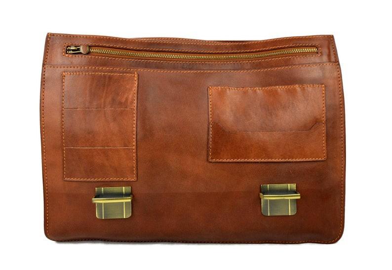 Order Of Malta Briefcase - Genuine Brown Leather - Bricks Masons