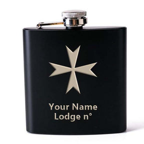 Order Of Malta Commandery Flask - 2 Shot Glasses & Funnel - Bricks Masons