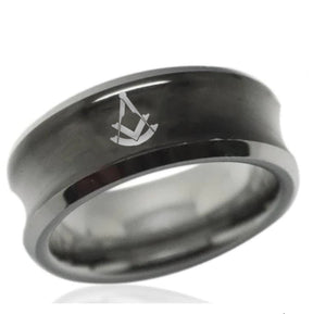 Past Master Blue Lodge Ring - Black Concave Tungsten - Bricks Masons