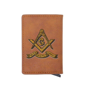 Master Mason Blue Lodge Wallet - Compass And Square G and Credit Card Holder (4 colors) - Bricks Masons