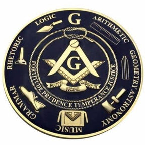 Master Mason Blue Lodge Car Emblem - Compass & Square G (Blue/Black) Medallion - Bricks Masons