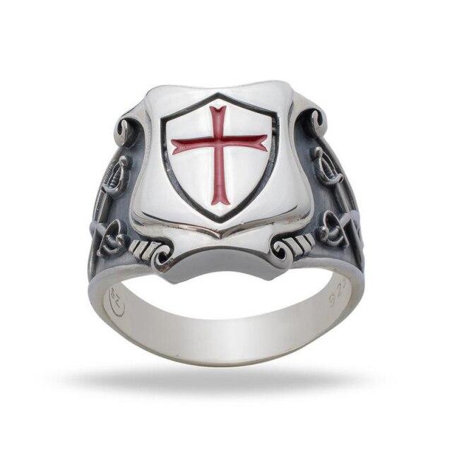 Knights Templar Commandery Ring - Red Cross Double Knife - Bricks Masons
