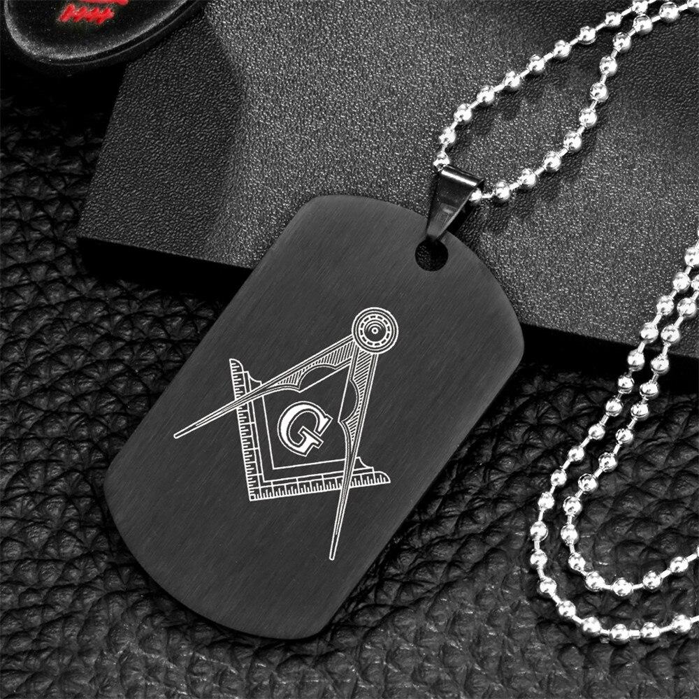 Master Mason Blue Lodge Necklace - Square & Compass G Stainless Steel - Bricks Masons