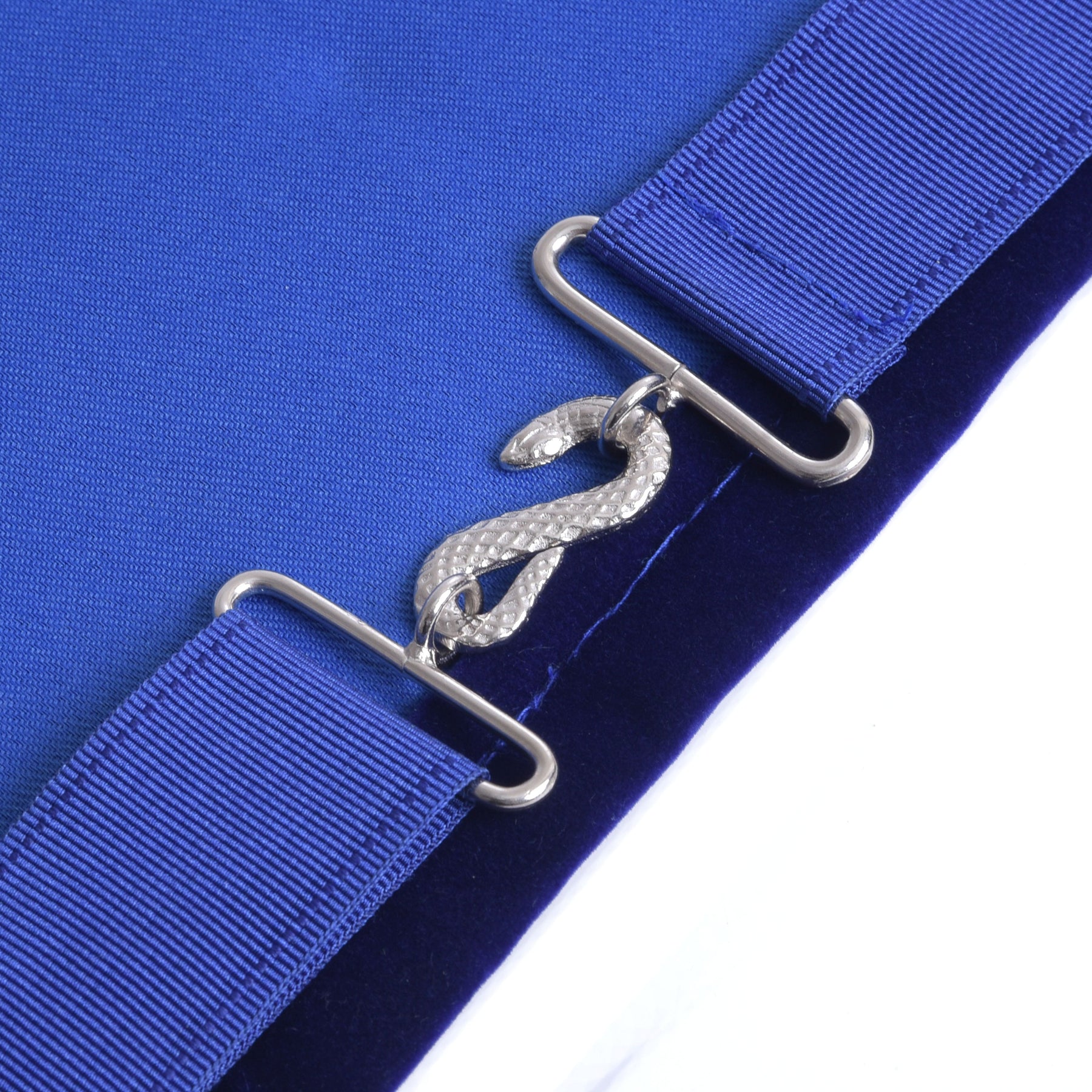 Senior Deacon Blue Lodge Officer Apron - Navy Blue Velvet With Fringe & Side Tabs - Bricks Masons
