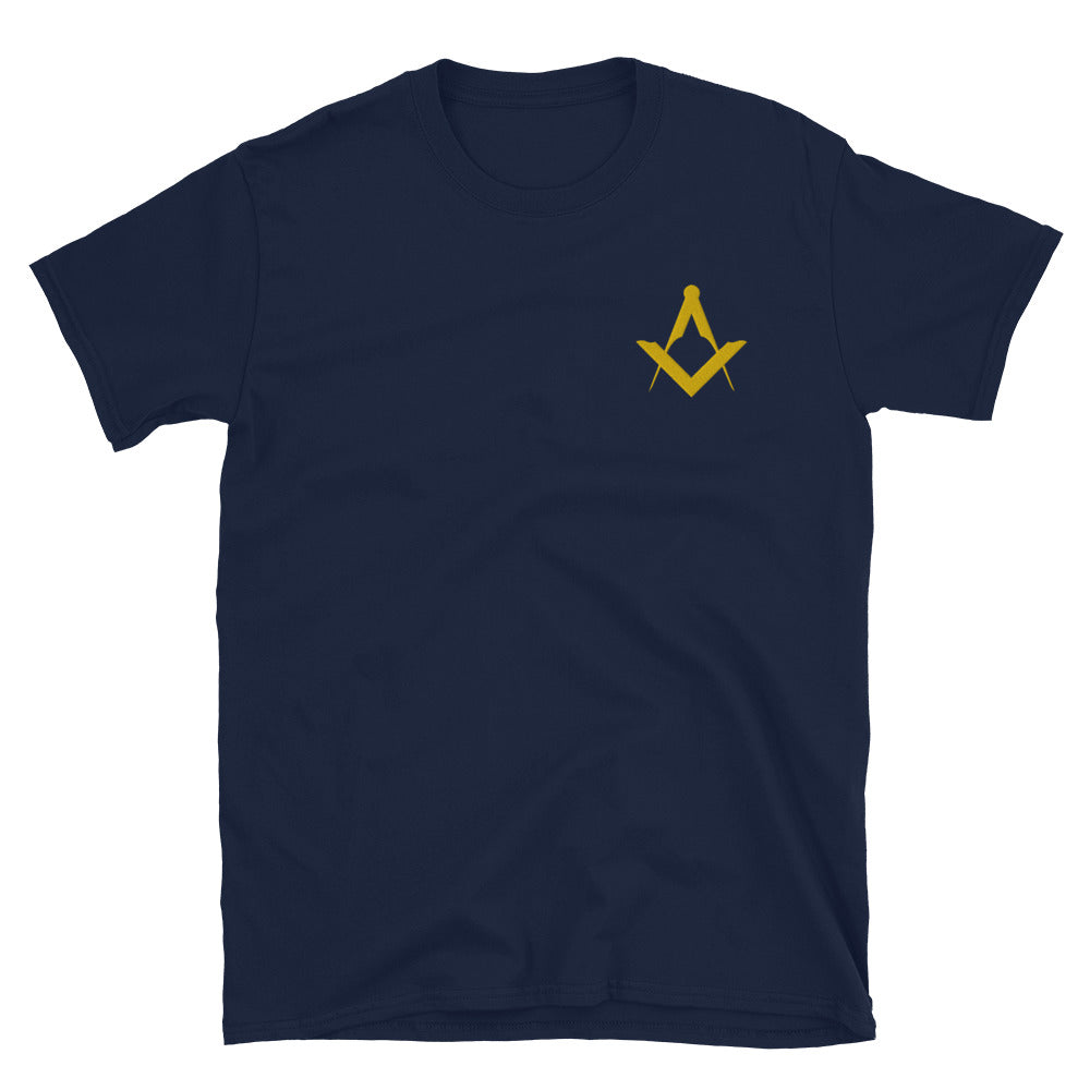 Master Mason Blue Lodge T-Shirt - Various Colors Golden Embroidery - Bricks Masons